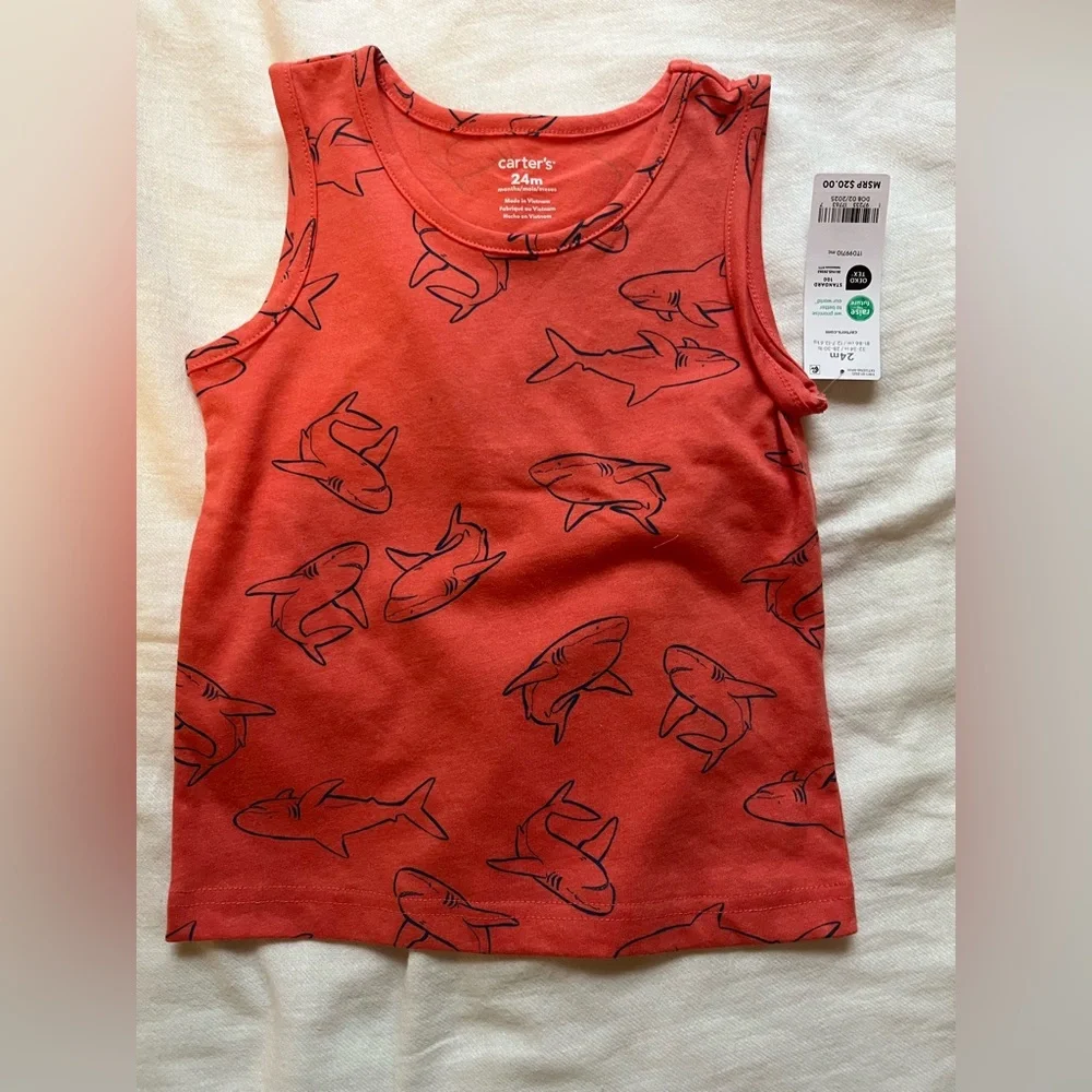 NWT Carter’s 3 Tank Top Sleeveless Shirts Toddler Baby Boy Summer Beach Dino